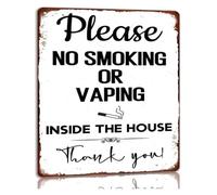 Distressed Tin Sign No Smoking No Vaping No Problem Vintage Warning Poster for Man Cave Basement Game Room Den 8 X 12 inch