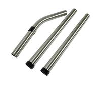 Distri+ - Kit accessoires aspirateur diamètre 38 mm : lot de 2 tubes en acier chromé longueur 47cm + 1 coude inox avec régulateur d'air - compatible avec Taski, Numatic, Nilfisk, Viper