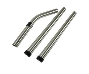 Distri+ - Kit accessoires aspirateur diamètre 38 mm : lot de 2 tubes en acier chromé longueur 47cm + 1 coude inox avec régulateur d'air - compatible avec Taski, Numatic, Nilfisk, Viper