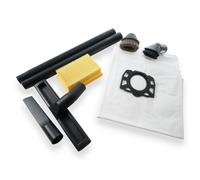 Distri+ - Kit d'accessoires Complet aspirateur ø 35 mm Compatible avec Kärcher WD4, MV4-5 Sacs Microfibres, 1 Filtre plissé Plat, 2 brosses Meuble, suceur Mixte Eau/poussière, suceur Plat et 2 Tubes
