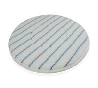 Distri+ - Pad/disque de nettoyage universel pour monobrosse ou autolaveuse en microfibre polyester - ø 406 mm - blanc rayures bleues