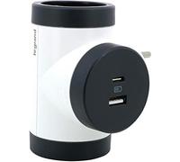 Distributeur 2X Schuko forme T pivotant avec USB C couleur blanc/gris NEUF ...