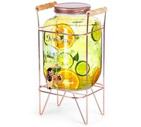 Distributeur à boissons en verre 3,8L avec robinet support doré design