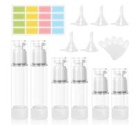 Distributeur à Pompe Airless, 6 PièCes 15ml/30ml/50ml CrèMe Distributeur Flacon Pompe Vide, Flacon de Voyage Sous Vide à Remplir avec Spatule Autocollante Pour les Lotions De Voyage