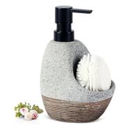 Distributeur à Pompe Distributeur de Savon en céramique avec Porte-éponge et Compartiment for éponge, Organisateur 2 1 for comptoir évier Indispensables pour la Salle de Bain(Gray)