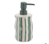 DISTRIBUTEUR A SAVON EN GRES RAYE 350 ML - VERT SAUGE - Tendance