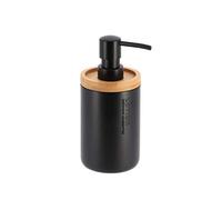Distributeur à Savon ou Lotion en résine Noir Mat et Bambou 280 ML - TENDANCE