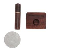 Distributeur Aiguille Café 304 Acier Inoxydable, Écran Tamiseur 51mm, Ensemble avec Base en Bois - Distribution Précise, Répartition Uniforme, Pour Usage Domestique et (51mm)