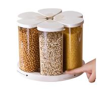 Distributeur Alimentaire Pivotant, Conteneurs Alimentaire Distributeur De Grains - Organisateur 6 Compartiments pour Farine Sucre Légumineuses Bonbons Snack -Cuisine