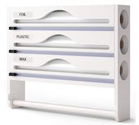 Distributeur Aluminium Et Film Alimentaire avec Porte Cuisine, Distributeur Film Alimentaire avec Coupeur, Derouleur Papier Alimentaire Film, Alu, Papier De Cuisson C,Three-Gang