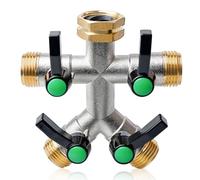 Distributeur Arrosage 4 Voies: Distributeur D'eau En Laiton De 3/4" Avec Robinets D'arrêt Individuels, Diviseur De Tuyau Avec Poignée Allongée, Distributeurs D'eau à 4 Voies En Laiton Pour Jardin
