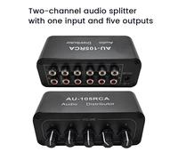 Distributeur Audio 5CH MéLangeur Audio StéRéO 1 EntréE 5 Sorties RéPartiteur RCA pour Amplificateur de Puissance Audio Actif