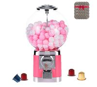 Distributeur automatique de capsules à pièces, distributeur de bonbons et de chewing-gums avec 100 pièces de jeu, verrouillable, distributeur de gros chewing-gums à bulles pour boules de 3,2 cm(Pink)