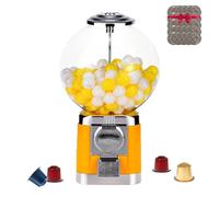 Distributeur automatique de capsules à pièces, distributeur de bonbons et de chewing-gums avec 100 pièces de jeu, verrouillable, distributeur de gros chewing-gums à bulles pour boules de 3,2 cm(Yellow