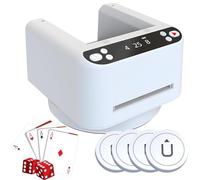 Distributeur automatique de cartes, rotatif à 360° avec 4 boutons sans fil, rechargeable pour UNO, Blackjack, Texas Hold'em, jusqu'à 8 joueurs, comprend 2 jeux