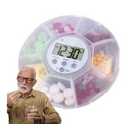 Distributeur Automatique de Comprimés,Boîte à Pilules de Voyage avec Minuterie et Éclairage LED | Fonction Enregistrement, 7 Compartiments, Boîte de Rangement pour Compléments Alimentaires et Santé
