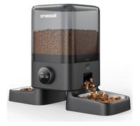 Distributeur automatique de croquettes Oneisall PF10 - 5L avec 2 bols, sans fil, en acier inoxydable 304, pour 1 à 6 repas par jour