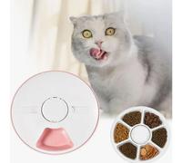 Distributeur automatique de croquettes pour animaux, 6 compartiments, pour aliments secs et humides, avec enregistrement vocal, rose