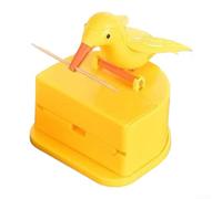 Distributeur automatique de cure-dents Whimsical Bird pour table de cuisine et de salle à manger, support compact en plastique avec mécanisme de poussée pratique (jaune)