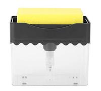 Distributeur Automatique de détergent pour la Cuisine, avec éponge de Lavage pour la Vaisselle, Accessoire en ABS Transparent, Grande capacité, pour la Maison et la Cuisine, Gris,