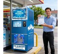 Distributeur automatique de glace intelligent, distributeur de glace en | Conçu pour un fonctionnement sans surveillance avec distribution automatique, ensachage, scellage et paiement numérique