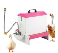 Distributeur automatique de nourriture et d'eau pour volailles 2 en 1 - En métal - Avec abreuvoir - Double face - Pour poules, canards, oies, portables - Avec poignée et serrure