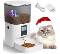 Distributeur automatique de nourriture pour chat avec enregistreur vocal de 10 secondes, jusqu'à 8 repas par jour, mangeoire programmée avec anneau scellé pour aliments secs (blanc pur, 4 l)