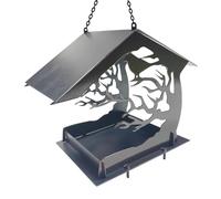Distributeur Automatique de Nourriture pour Chat, Mangeoires à Oiseaux en métal for l'extérieur, mangeoires Forme de Maison, résistantes aux écureuils, Larges | polyvalentes for