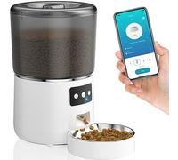 Distributeur automatique de nourriture pour chats, 4 L, distributeur de nourriture pour chats avec minuteur, 2,4 g WiFi, mangeoire automatique avec enregistrement vocal 10S et bol en acier inoxydable,