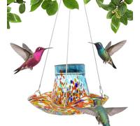 Distributeur automatique de nourriture pour colibri, en verre solaire, avec lampe solaire, vitrail étanche - Décoration de jardin pour terrasse et pelouse