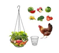 Distributeur automatique de nourriture pour poules, légumes, fruits, suspendus, pliable, 40,6 cm, avec 4 chaînes, distributeur de nourriture pour poules, légumes et mangeoire à fruits (1 pièce)
