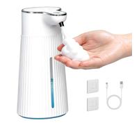 Distributeur automatique de savon en mousse - Distributeur de savon mural de 400 ml avec 2 niveaux réglables, IPX6 étanche USB-C rechargeable Distributeur de liquide mains libres pour salle de bain