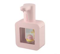 Distributeur automatique de savon moussant - 400 ml - Rechargeable par USB - Design animal mignon - Avec rappel de l'heure IPX5 - Étanche - Fixation murale ou de bureau - Rose