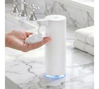 Distributeur automatique de savon moussant sans contact : acier inoxydable | Nettoyeur à main électrique USB-C rechargeable en mousse pour évier de cuisine et salle de bain Blanc mat