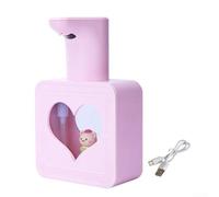 Distributeur automatique de savon moussant sans contact avec capteur USB rechargeable 400 ml Support mural pour salle de bain, cuisine, enfants (poudre pour filles)