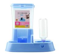 Distributeur Automatique pour Animaux, Distributeur Alimentaire et Bouteille d'eau 500 ML, Système 2 en 1 avec Réservoir Amovible en Plastique Écologique, Idéal pour Chats Chiens L (Bleue)
