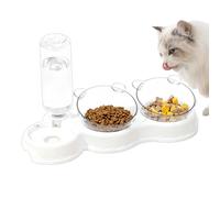 Distributeur Automatique pour Chats - Gamelle Anti-Dérapante Inclinée à 15° | Gamelle Double pour Nourriture et Eau - pour Chien Lapin Toutes Tailles - Usage Quotidien Nuit Intérieur Balcon
