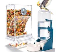 Distributeur automatique pour oiseaux et eau 500 ml, acrylique anti-fuite | Tiroir de nettoyage coulissant contrôlé par gravité. Idéal pour les perruches, perruches, canaris et plus encore.