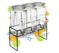 Distributeur Boisson avec Robinet 4,5L (3x1,5L) - Fontaine à Eau et Cocktail - Bol à Punch - Jarre en Verre pour Limonades