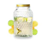 Distributeur Boisson avec Robinet 6 L - Fontaine à Eau et Cocktail - Design Diamant - Bol à Punch - Jarre en Verre pour Limonades