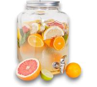 Distributeur Boisson avec Robinet 8 L - Fontaine à Eau et Cocktail - Bol à Punch - Jarre en Verre pour Limonades - Bonbonne - Bocal