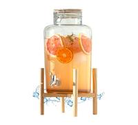 Distributeur Boisson avec Support et Robinet 8 L - Fontaine à Eau et Cocktail - Bol à Punch - Jarre en Verre pour Limonades