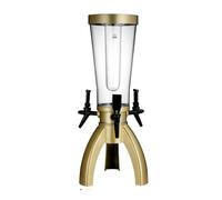 distributeur boisson Tour de bière 3L/100oz, distributeur de boissons avec Tube à glace et distributeur de boissons alcoolisées de table à trois robinets for fête verre(Gold,With light)