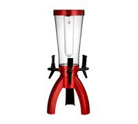 distributeur boisson Tour de bière 3L/100oz, distributeur de boissons avec Tube à glace et distributeur de boissons alcoolisées de table à trois robinets for fête frigo(Rot,No light)