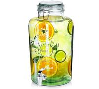 Bocal à boissons en verre avec robinet - VILDE - 8L - Fermeture hermétique - 24x19x36 cm - Robinet argenté