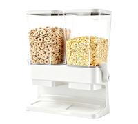 Distributeur Céréales Double 3L, pour Muesli & Cornflakes, Blanc | Distributeur céréales double, 2 récipients de 3L avec distributeurs, pour muesli, cornflakes, aliments secs pour animaux