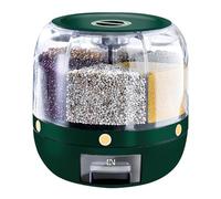 Distributeur Céréales Rotatif, Conteneur de Stockage de Céréales avec 6 grilles, Boîte De Rangement rotatif à 360 °, avec Couvercle Amovible, pour Riz Nourriture Sèche Fruits Haricots (Vert encre)