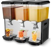 VEVOR Distributeur de Boissons Commercial 3 Réservoirs de 18 L, Fontaine à Eau 512 W, Distribution de Jus Limonade Thé Glacé, Température de Refroidissement 7-12 ℃, pour Restaurant, Hôtel, Café