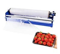 Distributeur Commercial de Film Plastique avec Coupe-Lame coulissante, Support de Film étirable réglable pour Table, Cadre métallique Bleu Robuste, pour Plateaux Alimentaires