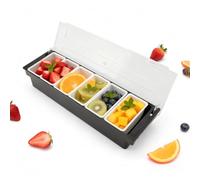 Distributeur Condiments 6 Compartiments Boîte Fruits Plastique 50x16x9cm